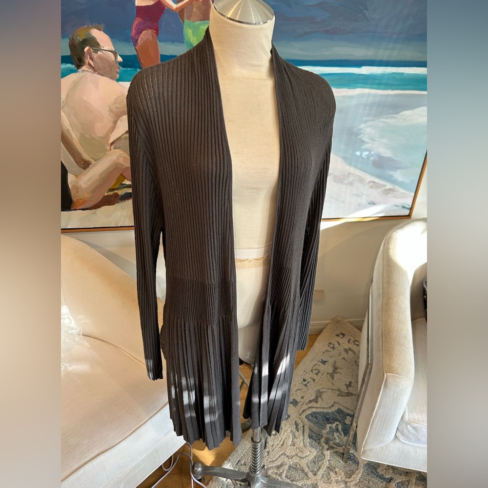 EILEEN FISHER Refined Viscose Pleated Surplice Cardigan, Sz XL NWOT